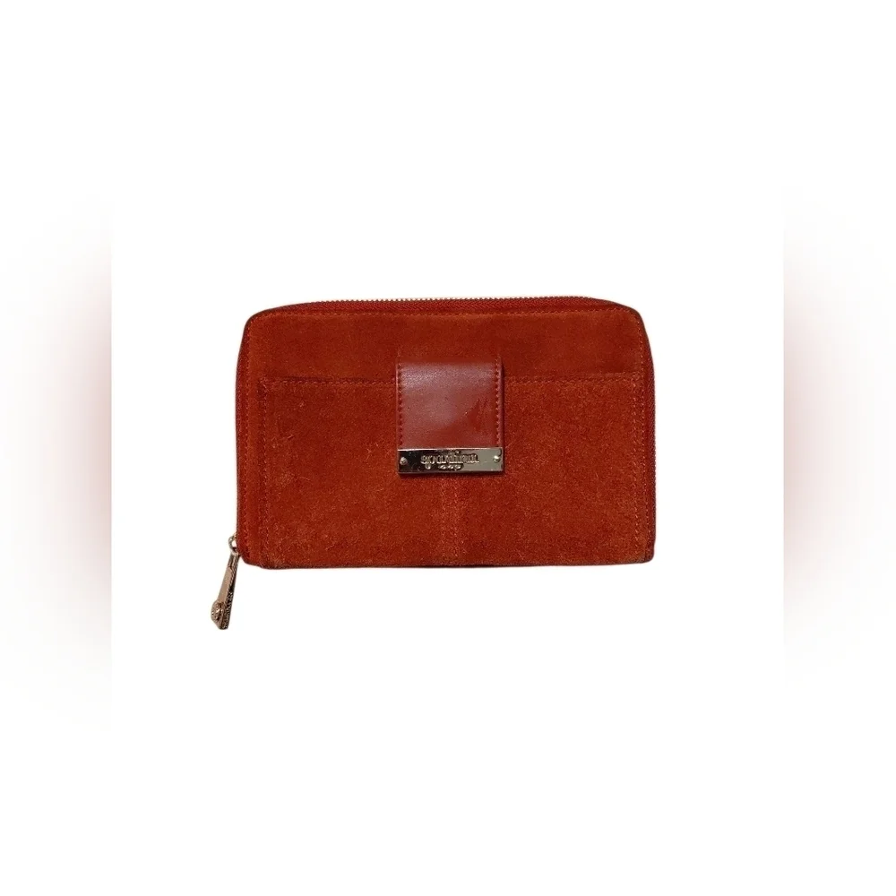 Spartina 449 Suede Leather Wallet Clutch In Rust